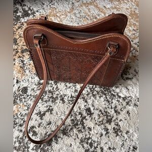 Brown Tooled Leather Shoulder Bag from Chile